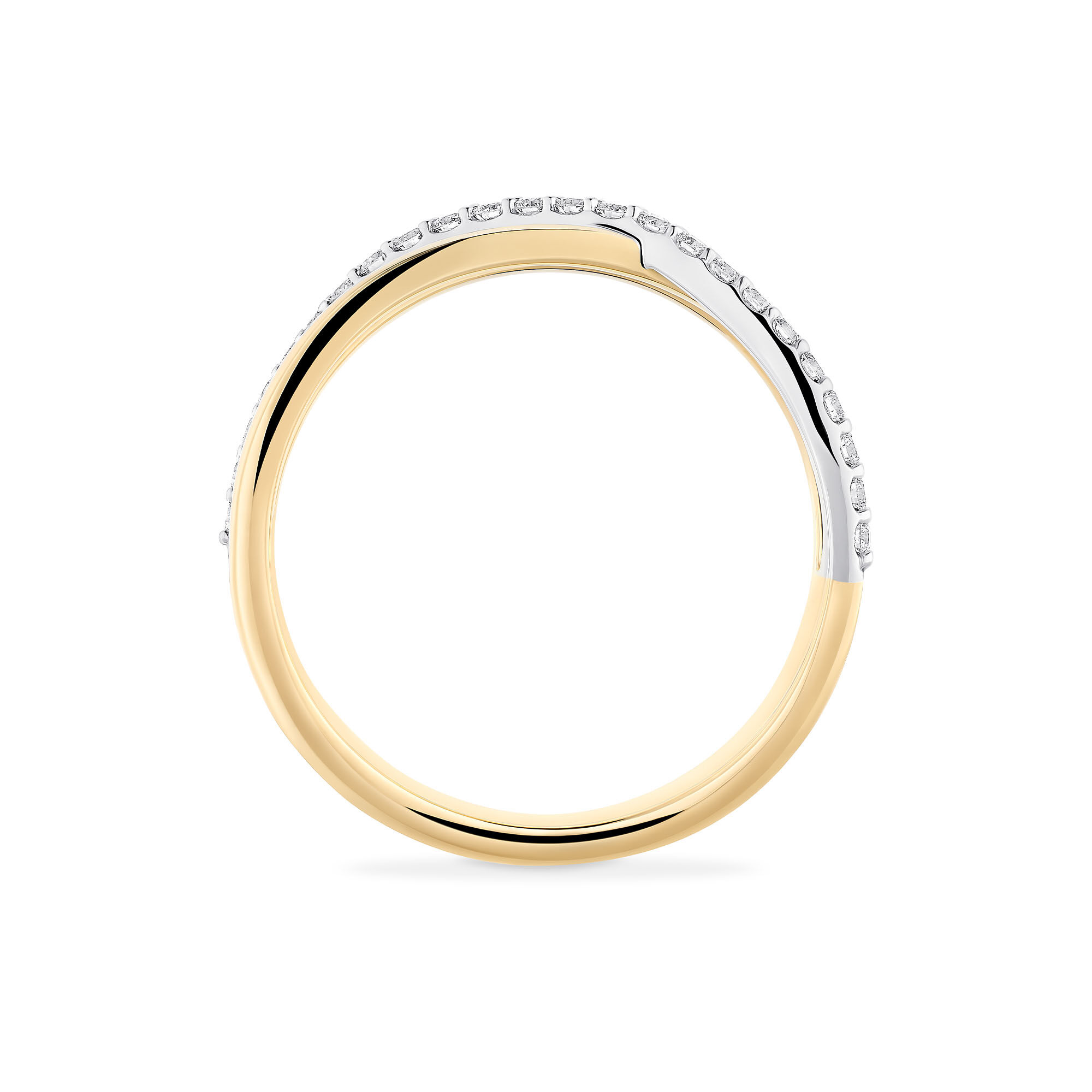 Gold ring with 3 rows of diamonds on sale